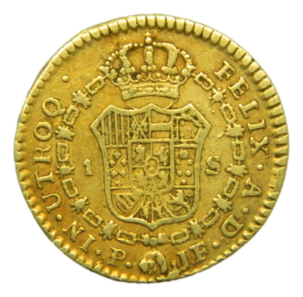 1795 JF - CARLOS IV - 1 ESCUDO - POPAYAN - MBC