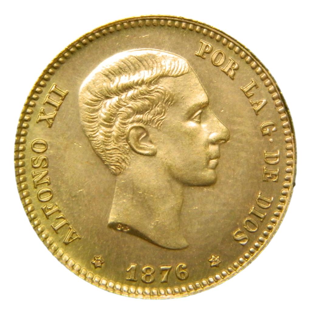 1876 *19-62 - REACUÑACION - ALFONSO XIII - 25 PESETAS - DEM - ORO