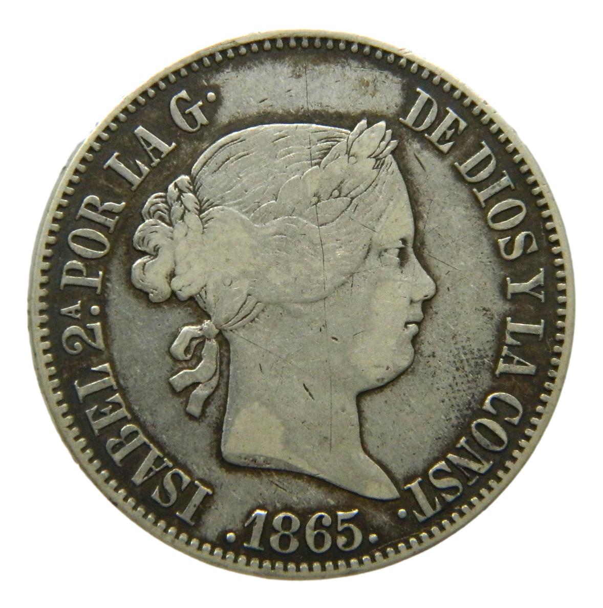 1865 - ISABEL II - 50 CENTAVOS DE PESO - MANILA - MBC-