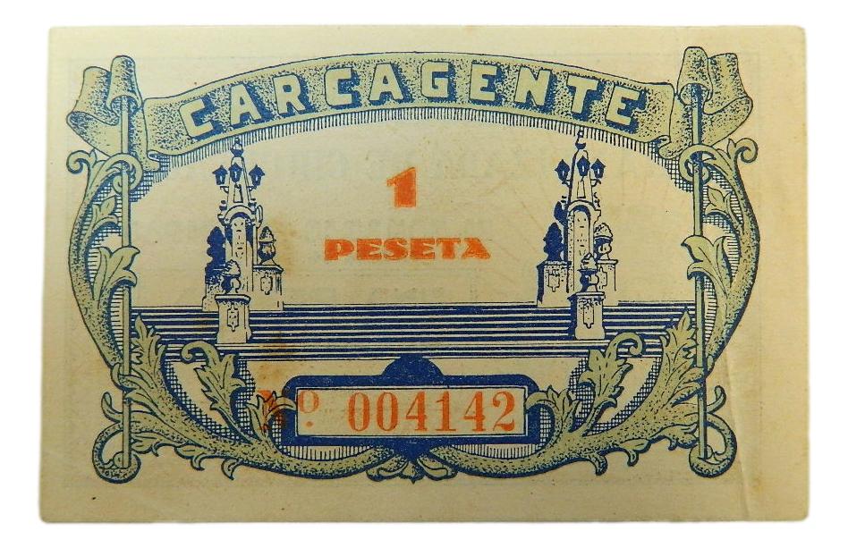 CARCAGENTE - BILLETE - 1 PESETA - AGB 449 F - SC