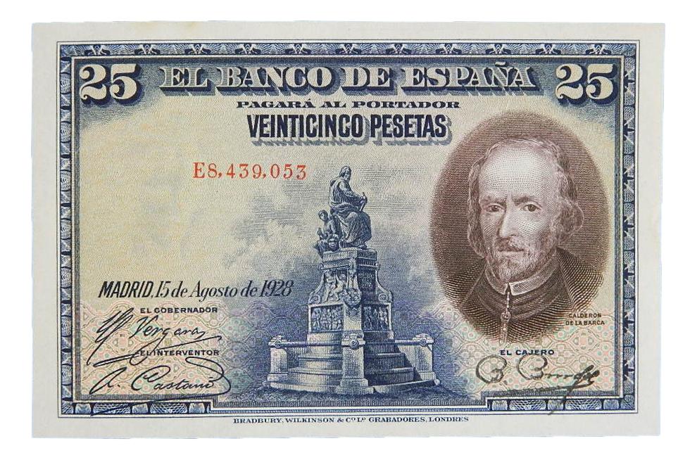 1928 - BILLETE - 25 PESETAS - CALDERON DE LA BARCA - SC