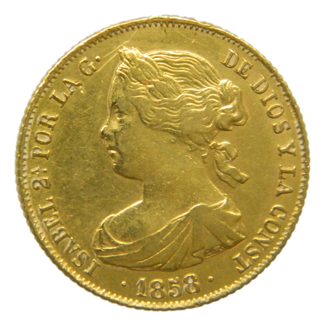 1858 - ISABEL II - 100 REALES - BARCELONA - MBC+