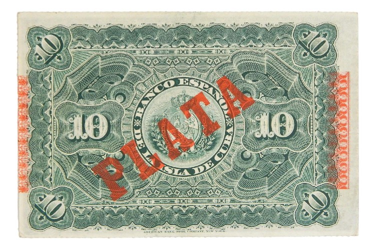 1896 - CUBA - BILLETE - 10 PESOS - SELLO PLATA - EBC