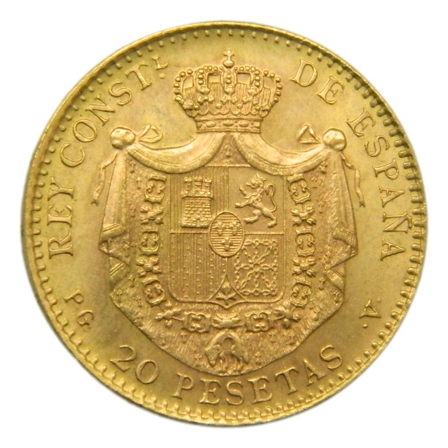 1887 *19-62 -REACUÑACION - ALFONSO XIII - 20 PESETAS - PGV