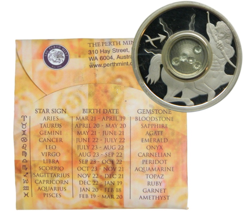 2003 - COOK ISLAND - DOLLAR - ZODIACO - SAGITARIO - PIEDRAS PRECIOSAS