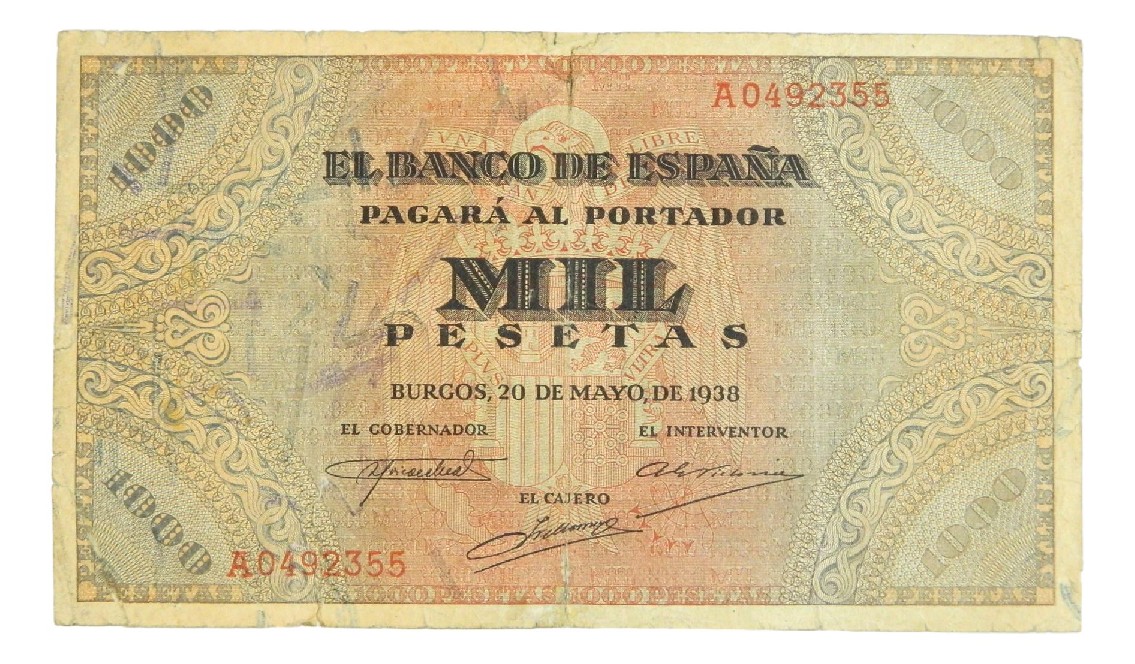 1938 - ESPAÑA - BILLETE - 1000 PESETAS - BURGOS - BC