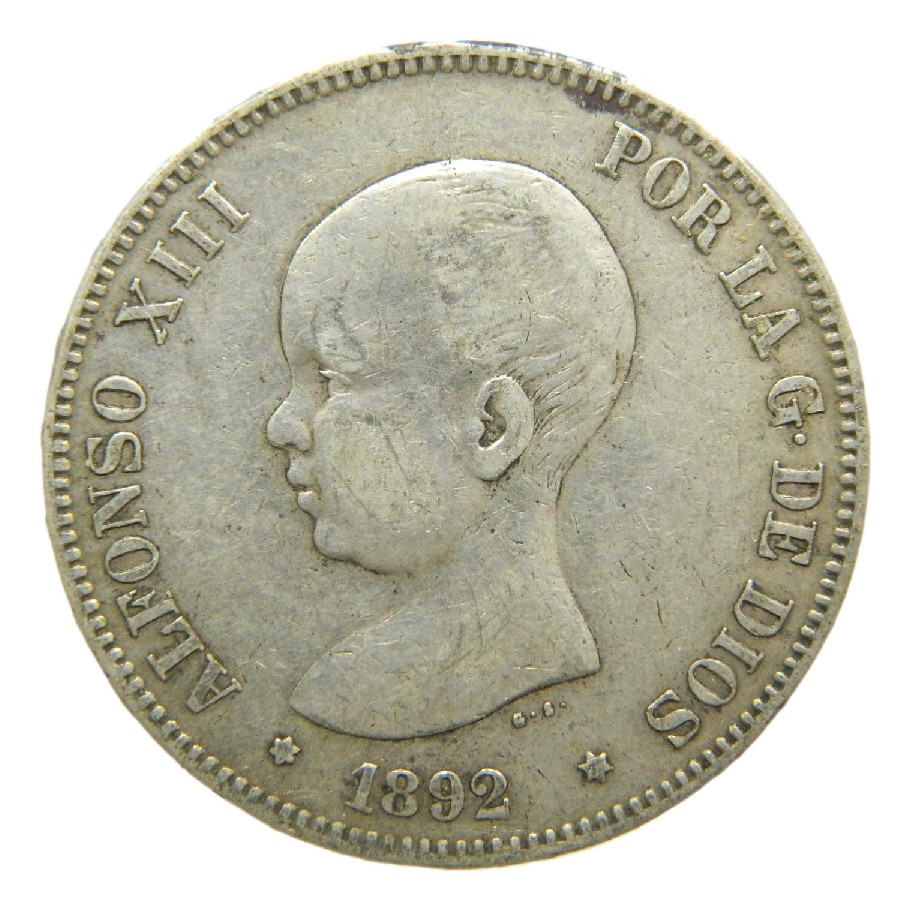 1892 - ALFONSO XIII - 5 PESETAS - PGM - BC