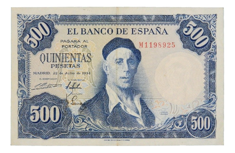 1954 - ESPAÑA - BILLETE - 500 PESETAS - IGNACIO ZULOAGA - MBC