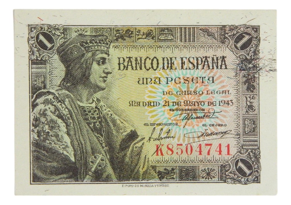 1943 - ESPAÑA - 1 PESETA - BILLETE - COLON - EBC