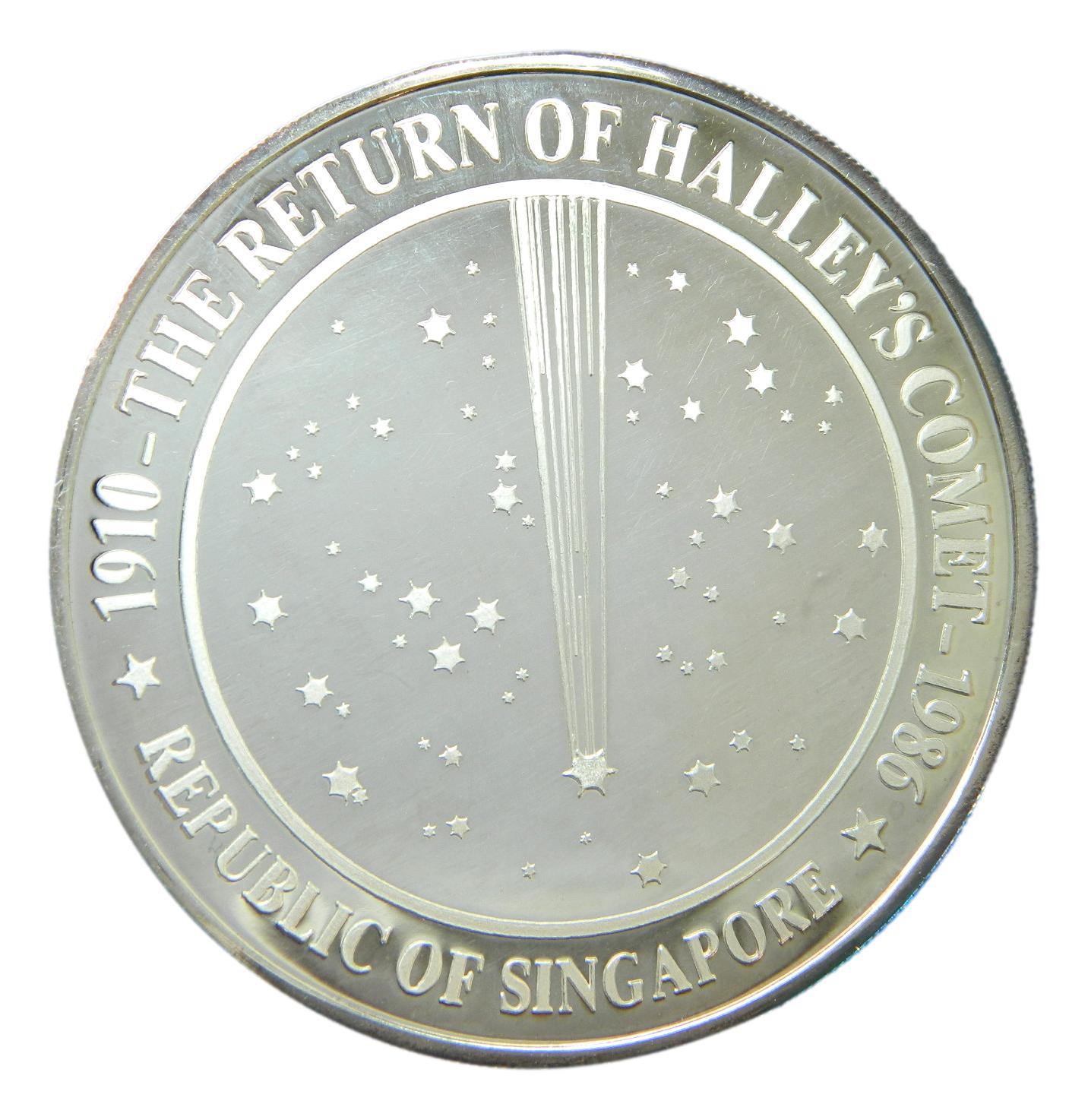 1986 - SINGAPUR - 5 ONZAS PLATA FINA - COMETA HALLEY
