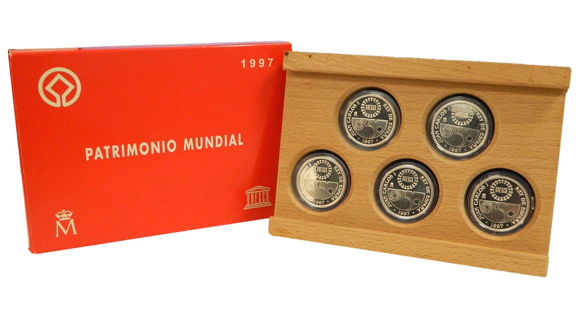 1997 - ESPAÑA - UNESCO - COLECCION 5 MONEDAS DE 2000 PESETAS - PATRIMONIO DE LA HUMANIDAD - PLATA