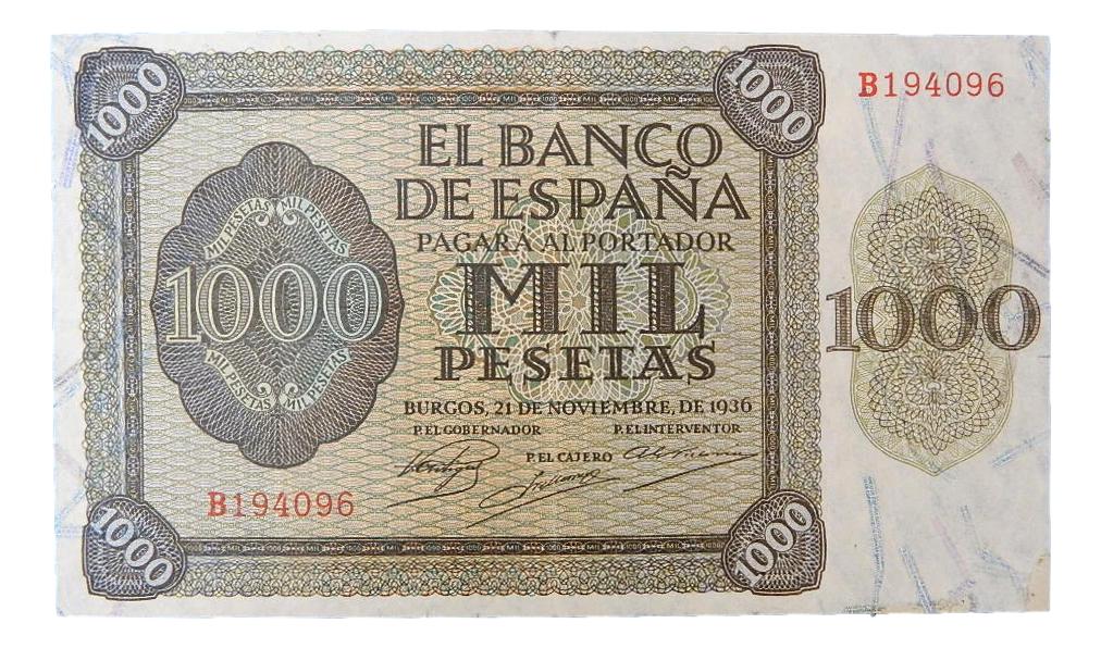 1936 - ESPAÑA - BILLETE - 1000 PESETAS - BURGOS - MBC