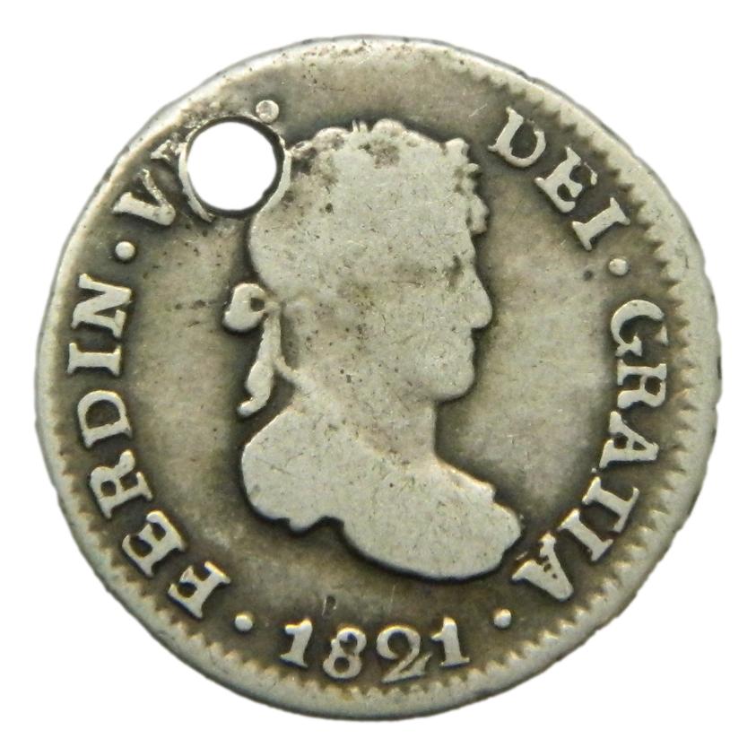 1821 PJ - FERNANDO VII - 1/2 REAL - POTOSI - BC+