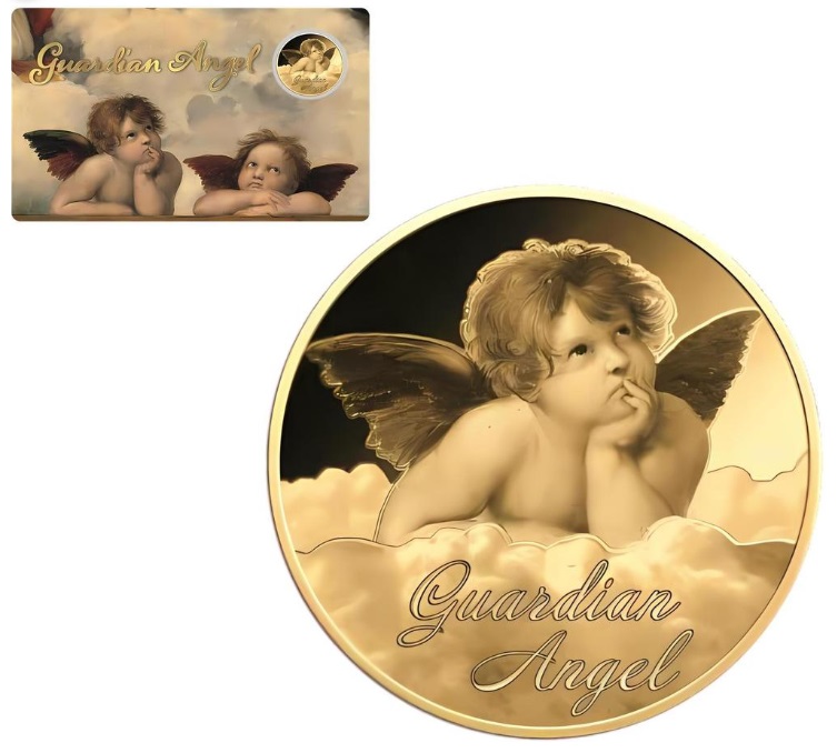 ANGEL GUARDIAN - MONEDA DE ORO 999/1000 - 3000 FRANCS CFA - COINCARD