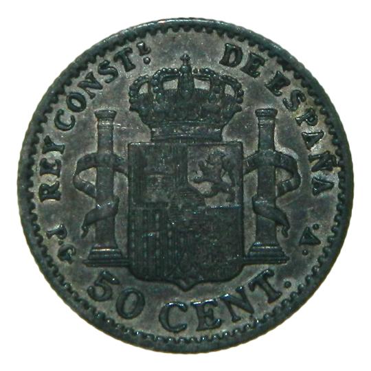 1896 - ALFONSO XIII - 50 CENTIMOS - *9-6 - PGV