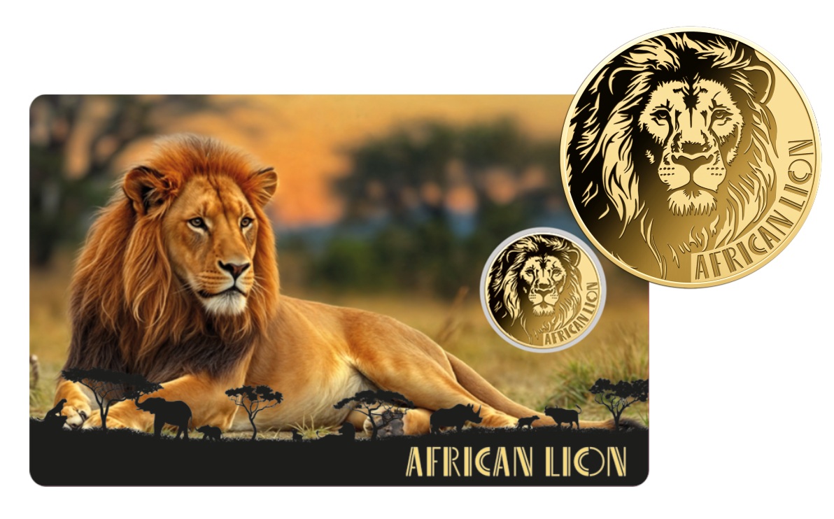 LEON - MONEDA DE ORO 999/1000 - 3000 FRANCS CFA - COINCARD