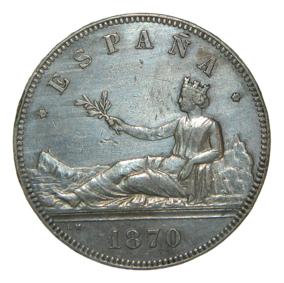 1870 *70 - GOBIERNO PROVISIONAL - 5 PESETAS - SNM