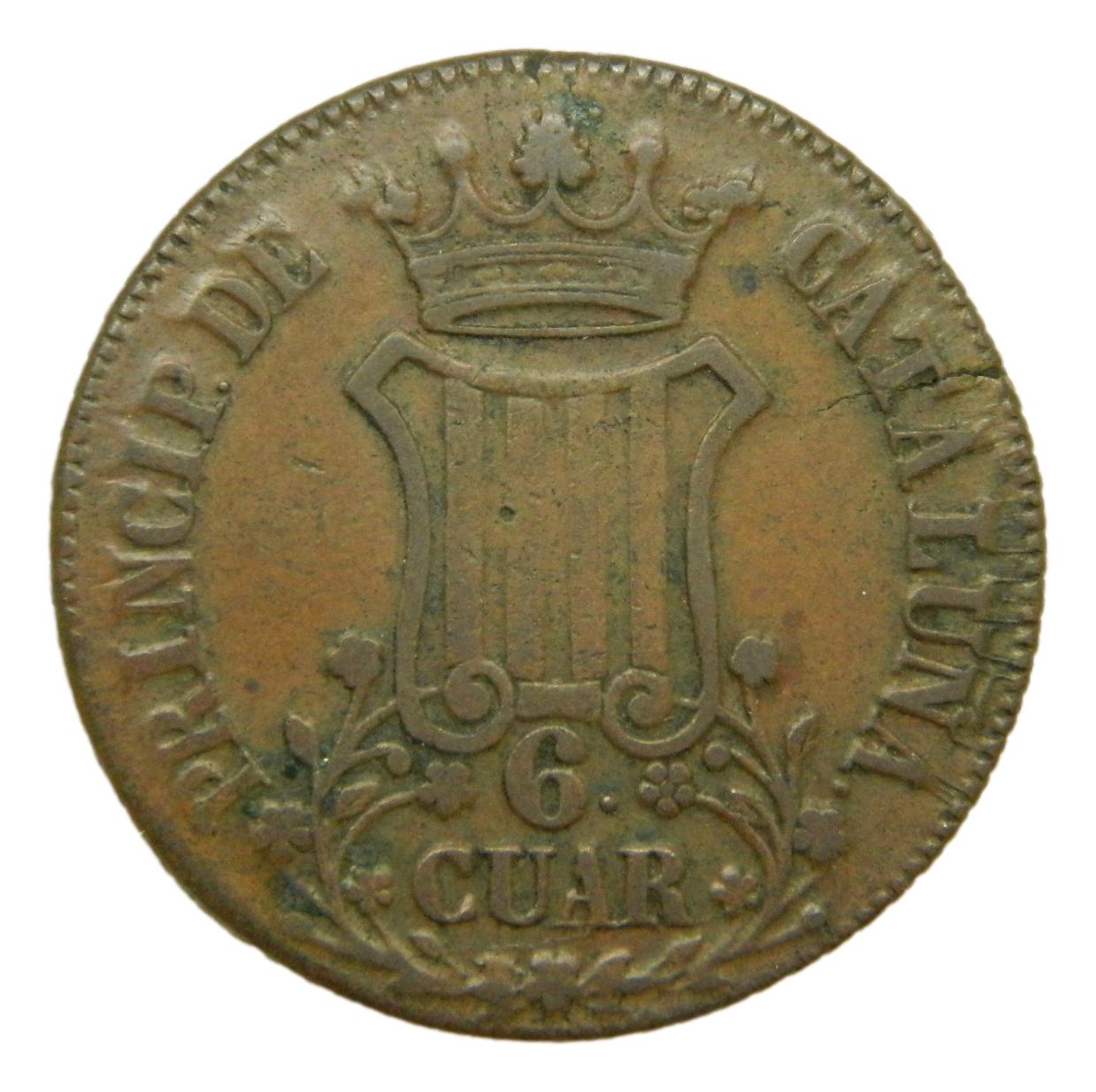 1837  - ISABEL II - 6 CUARTOS - CATALUÑA