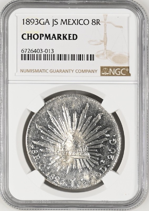 1893 JS - MEXICO - 8 REALES - GUADALAJARA - RESELLOS - NGC