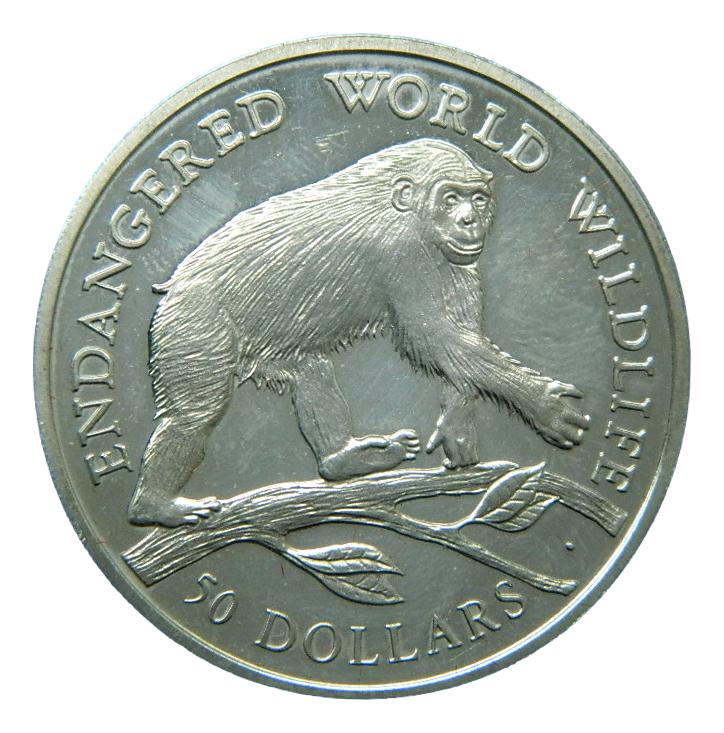 1990 - COOK ISLANDS - 50 DOLARES - Endangered World Wildlife - CHIMPANCE