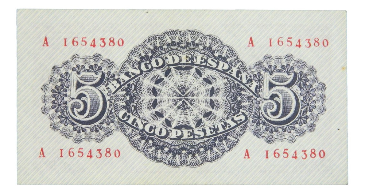 1947 - ESPAÑA -  BILLETE - 5 PESETAS - SENECA - SERIE A - MBC+
