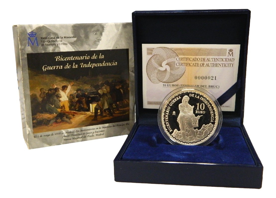 2008 - ESPAÑA - 10 EURO - TIMBALER DEL BRUC - GUERRA DE LA INDEPENDENCIA - 10 EUROS PLATA