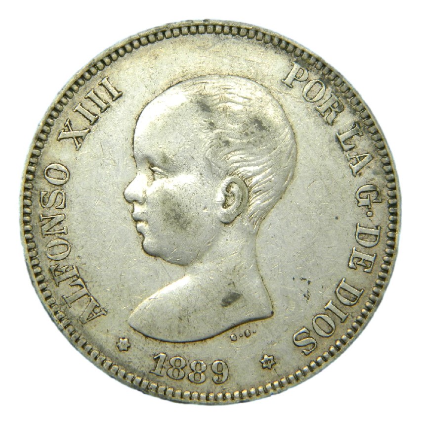 1889 *18-89 - ALFONSO XIII - 5 PESETAS - MPM