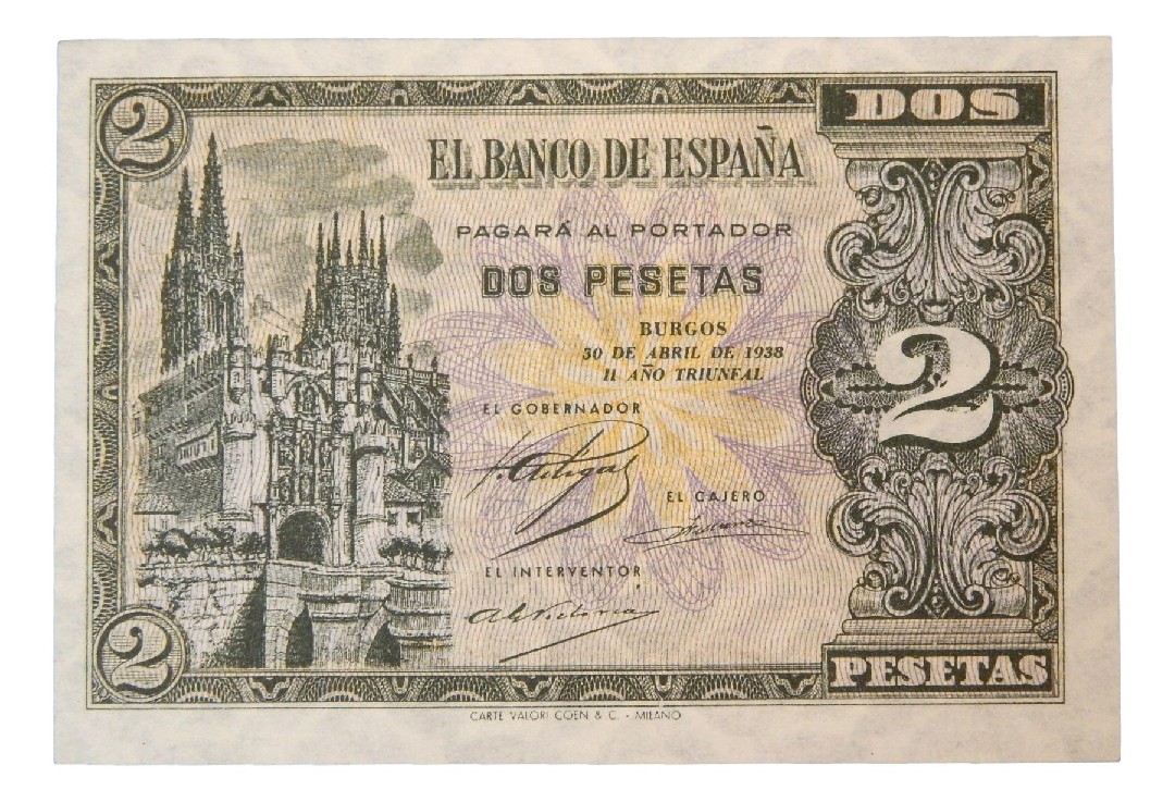 1938 - ESPAÑA - BILLETE - 2 PESETAS - BURGOS - SC-