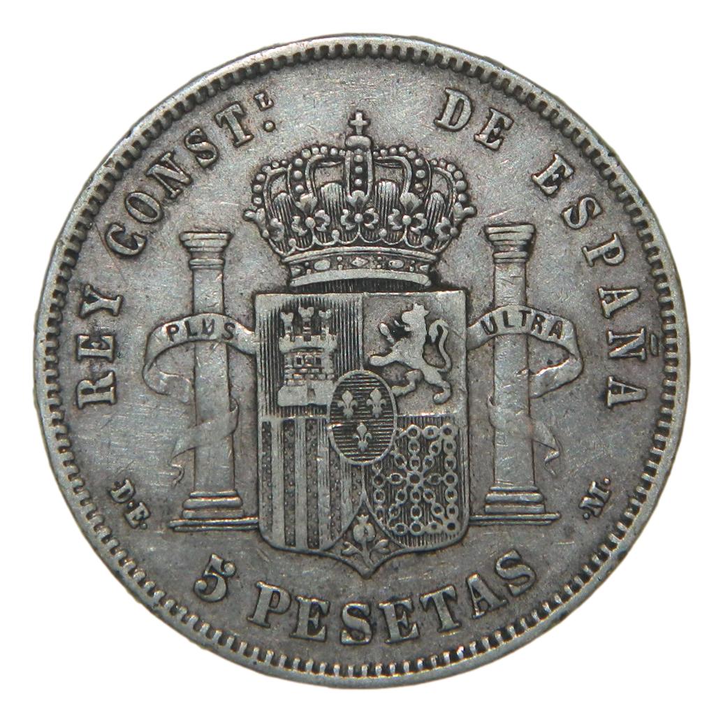 1878 - ALFONSO XII - 5 PESETAS - DEM - PLATA