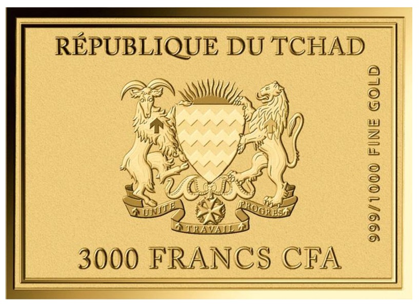  NOCHE ESTRELLADA - VINCENT VAN GOGH - MONEDA DE ORO FINO - 1/1000 OZ - 3000 FRANCS CFA - TCHAD - COINCARD 