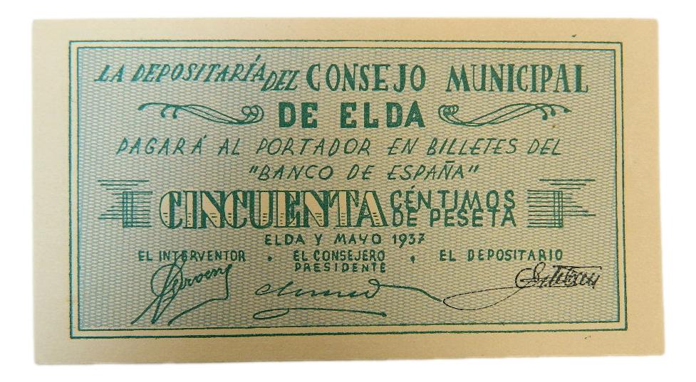 ELDA - BILLETE - 50 CENTIMOS - MAYO 1937 - AGB 601 A
