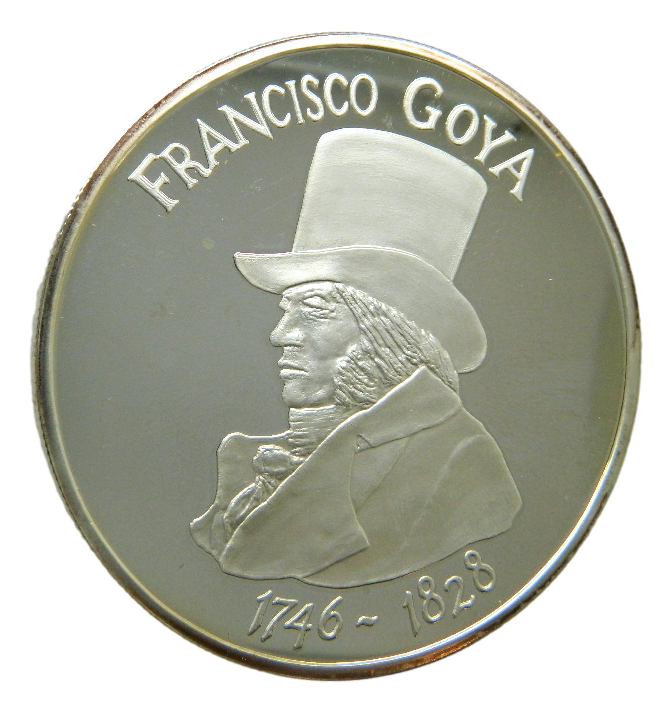 FRANCISCO GOYA - MEDALLA - 5 ONAS PLATA -  EL TRES DE MAYO DE 1808 EN MADRID - SIN CAPSULA
