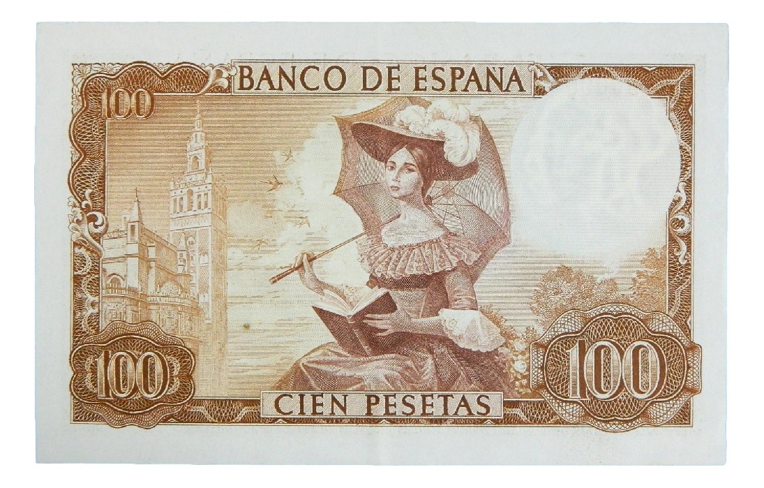 1965 - ESPAÑA - BILLETE - 100 PESETAS - GUSTAVO ADOLFO BECQUER - SIN SERIE - EBC-