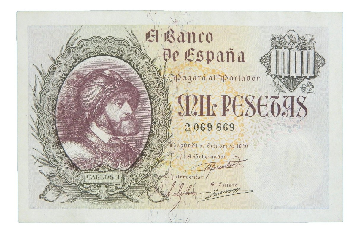 1940 - ESPAÑA - BILLETE - 1000 PESETAS - CARLOS I - MBC+