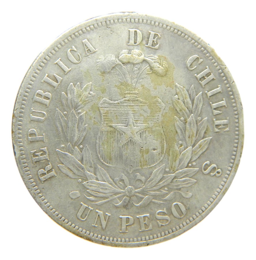 1876 - CHILE - 1 PESO - SANTIAGO - PLATA