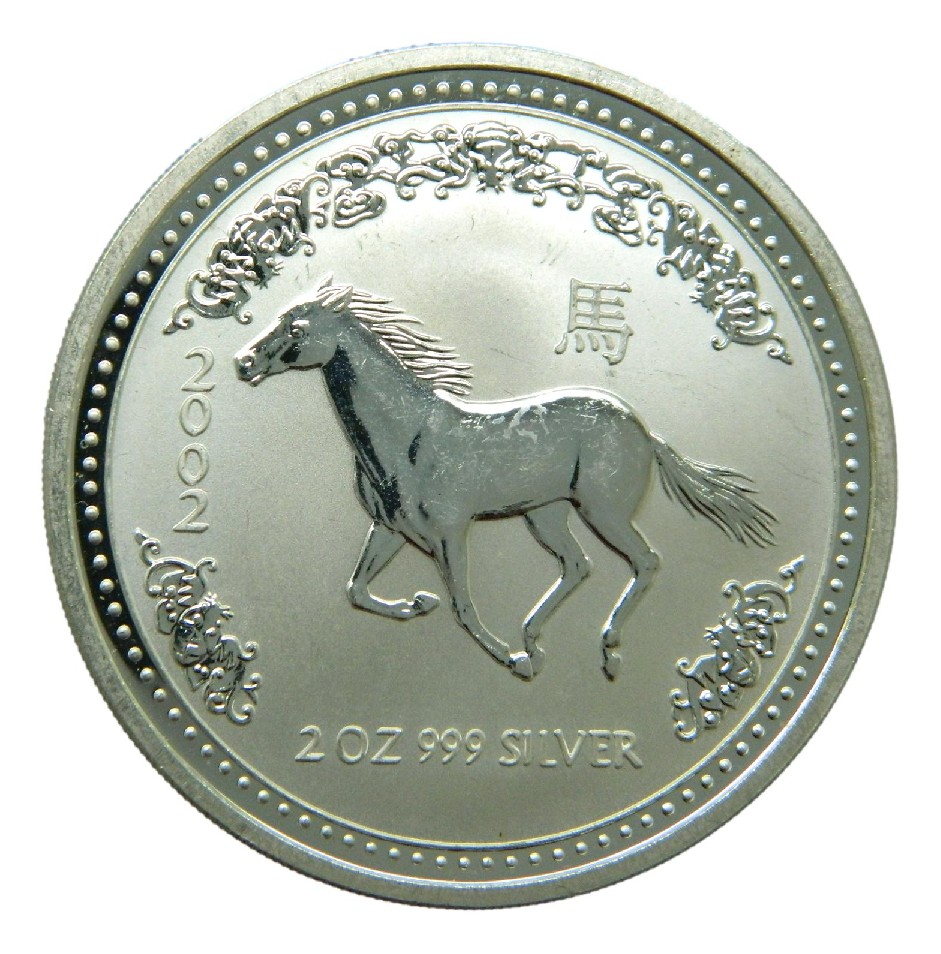 2002 - AUSTRALIA - CABALLO - 2 ONZAS PLATA - 2 DOLLARS