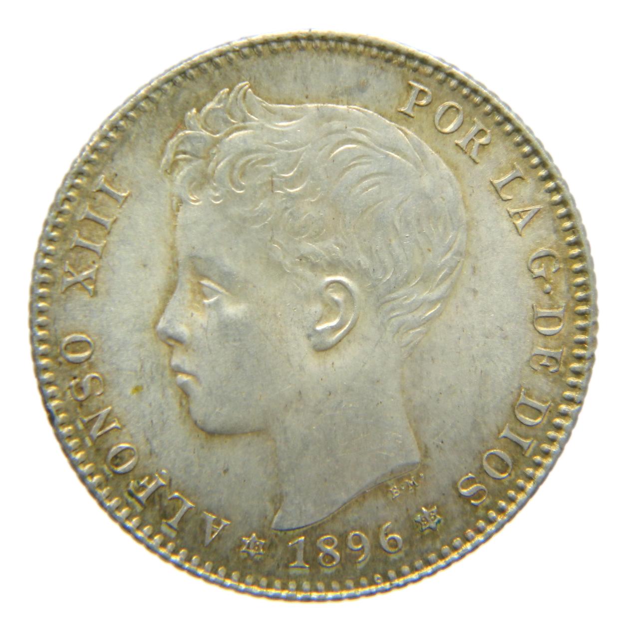 1896 *18-96 - ALFONSO XIII - 1 PESETA - PGV - SC