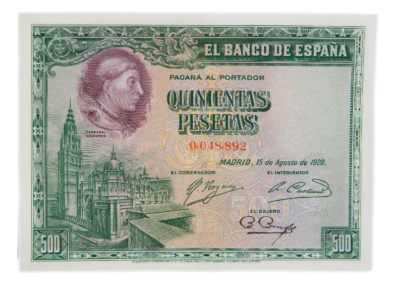 1928 - ESPAÑA - BILLETE - 500 PESETAS - CARDENAL CISNEROS - EBC+