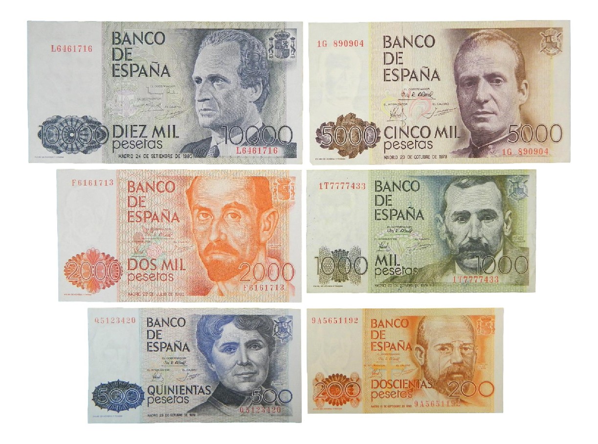 1979 - 1985 - ESPAÑA - LOTE 6 BILLETES - PESETAS -
