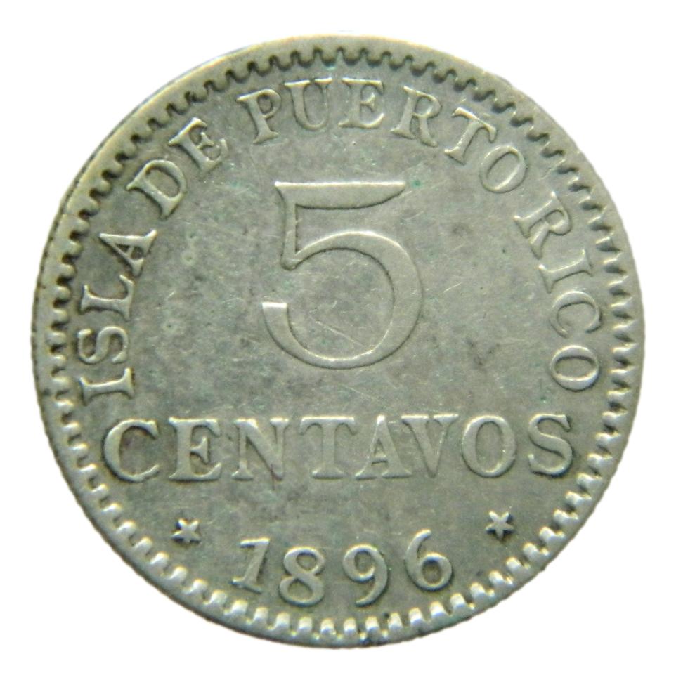 1896 - ALFONSO XIII - 5 CENTAVOS DE PESO - PUERTO RICO - PGV - MBC