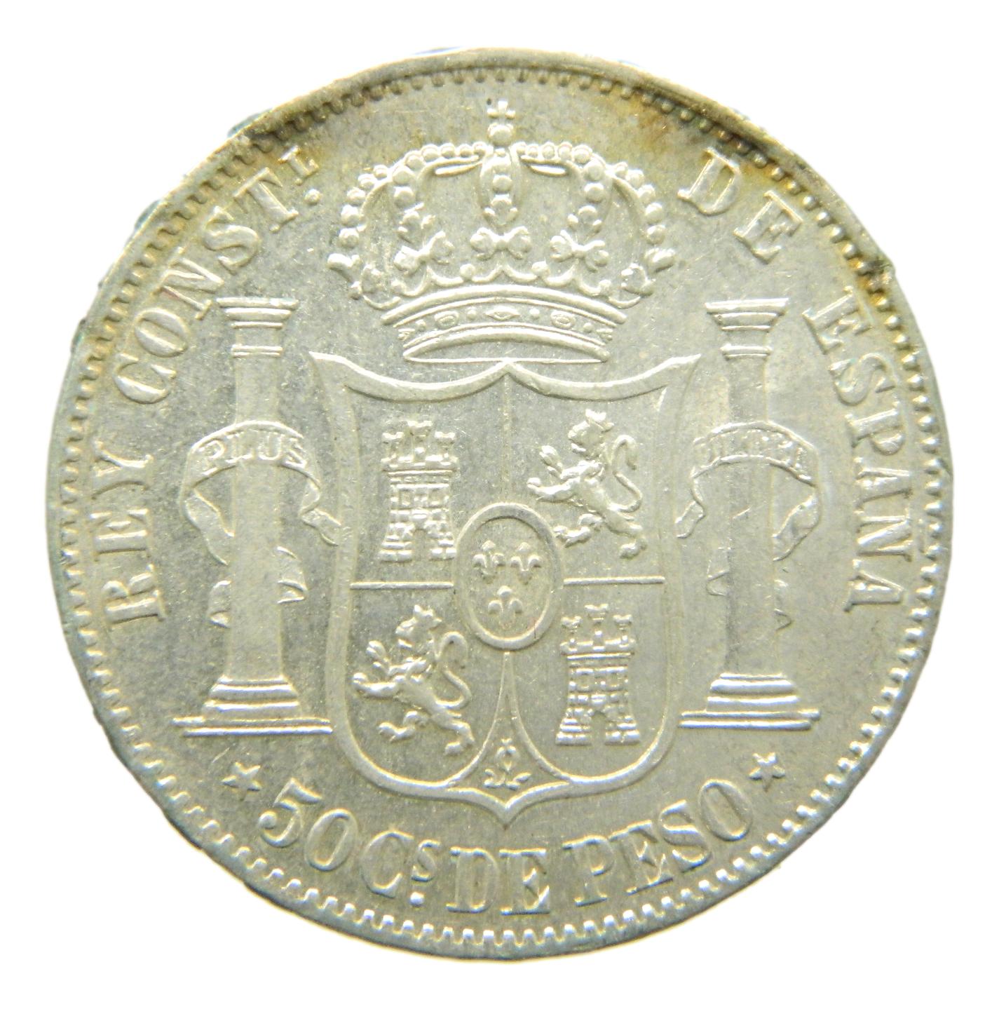 1885 - ALFONSO XII - 50 CENTAVOS DE PESO - MANILA - SC-