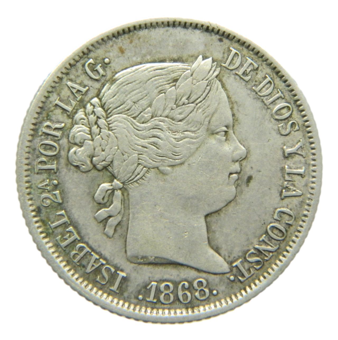 1868 *18-68 - ISABEL II - 40 CENTIMOS DE ESCUDO - MADRID - MBC