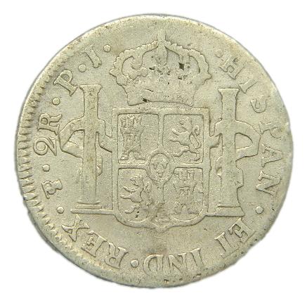 1816 PJ - FERNANDO VII - 2 REALES - POTOSI - PLATA