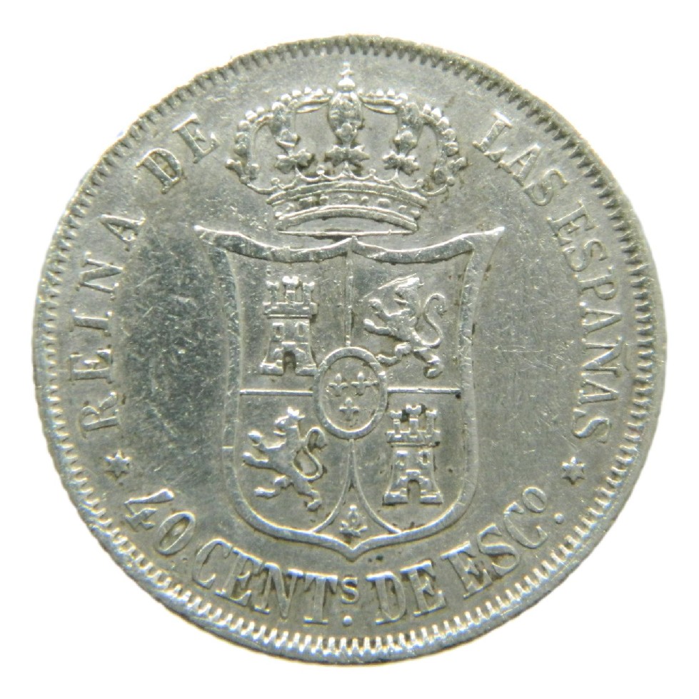 1867 - ISABEL II - 40 CENTIMOS DE ESCUDO - MADRID - MBC