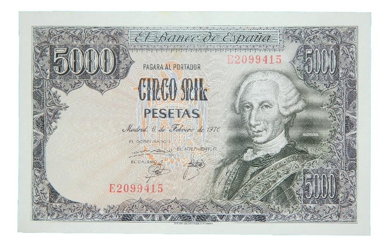 1976 - ESPAÑA - BILLETE - 5000 PESETAS - CARLOS III - EBC