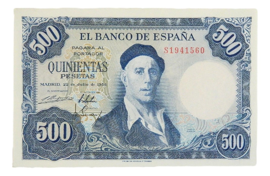 1954 - ESPAÑA - BILLETE - 500 PESETAS - IGNACIO ZULOAGA - EBC