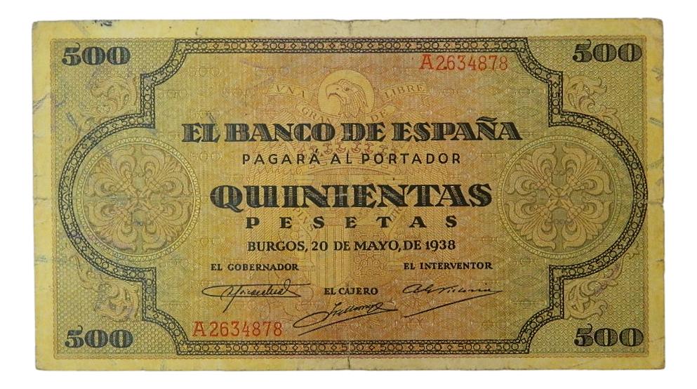 1938 - ESPAÑA - BILLETE 500 PESETAS - BURGOS - BC