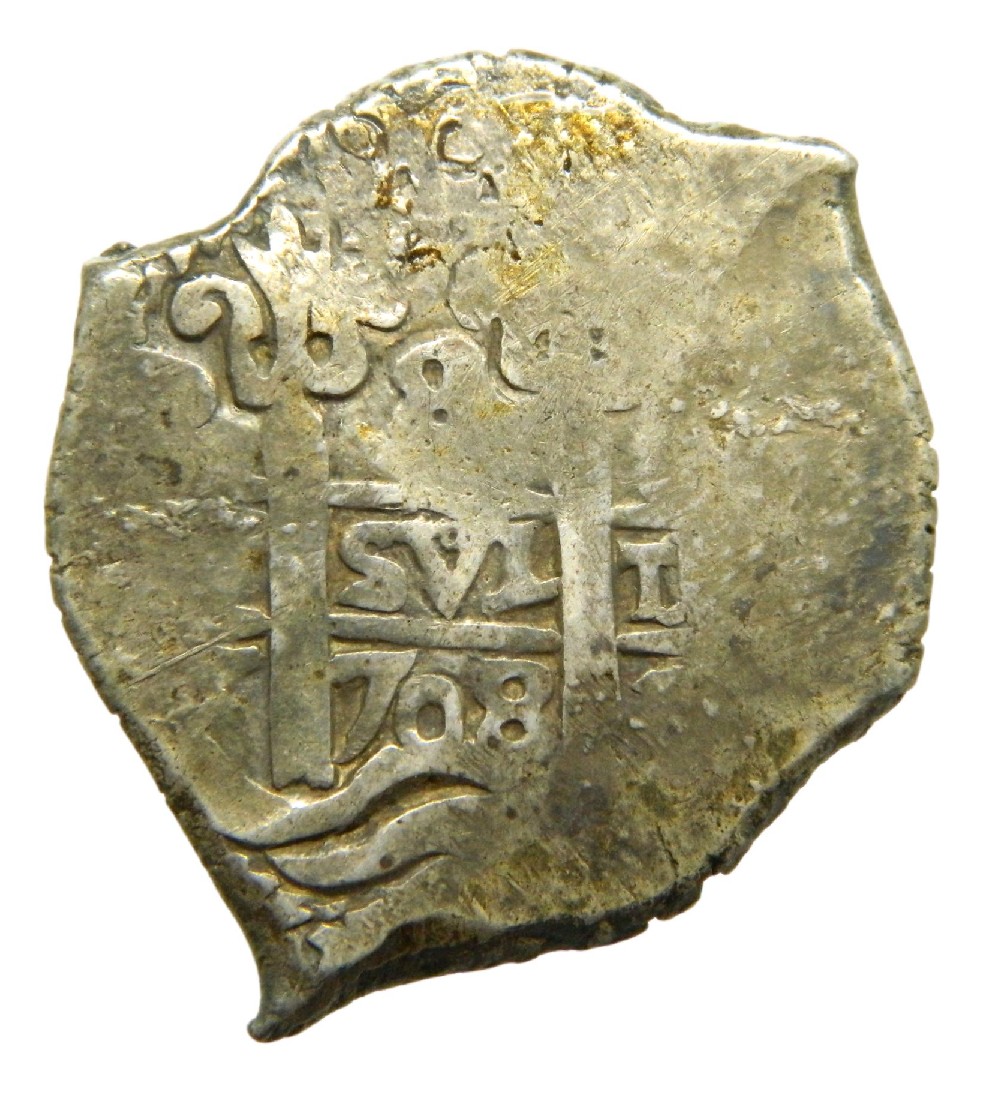 1708 Y - FELIPE V - 8 REALES - POTOSI - MACUQUINA - MBC