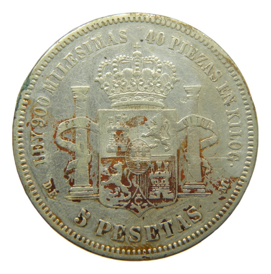 1876 * 76 - ALFONSO XII - 5 PESETAS - DEM - BC