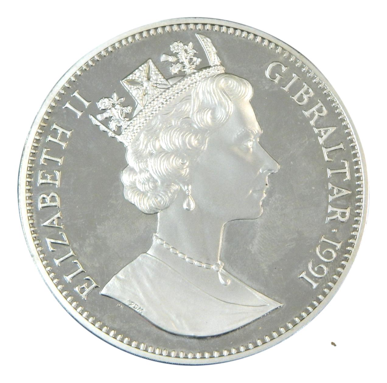1991 - GIBRALTAR - 10 CROWN - 10 ONZAS PLATA - XXV OLIMPIADA BARCELONA